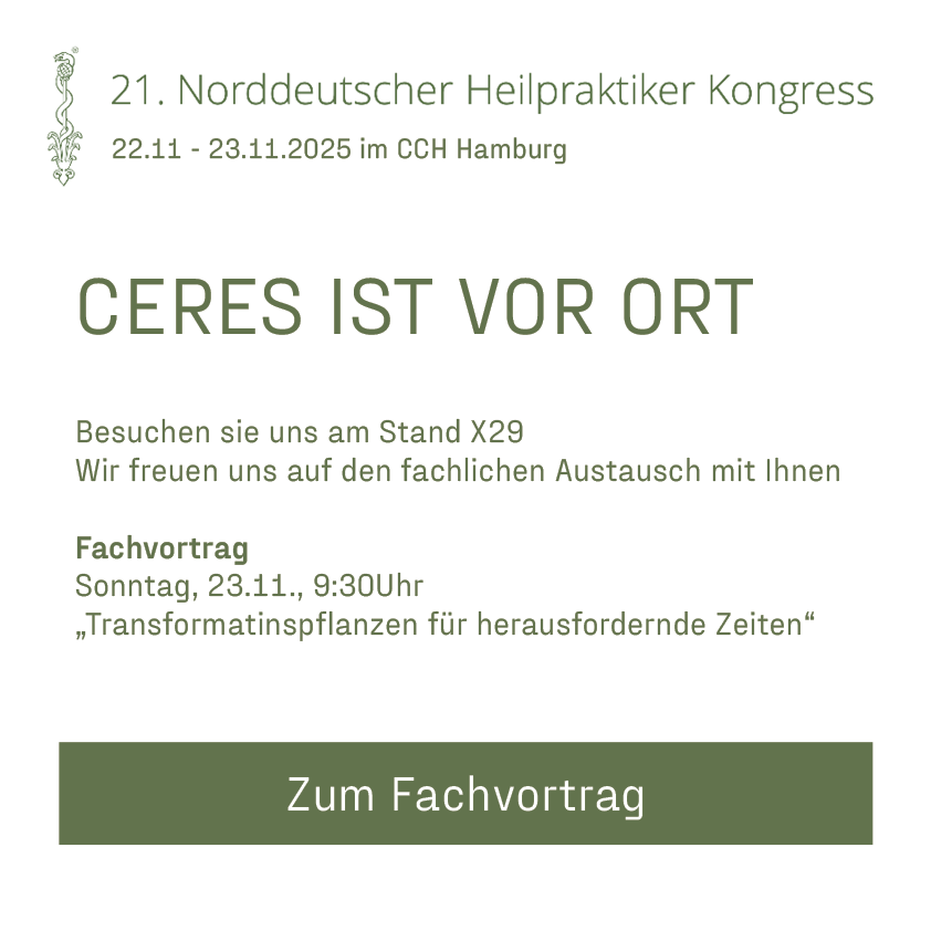 Ceres ist vor Ort – 21. Norddeutscher Heilpraktiker Kongress 2025, Stand X29, Fachvortrag am 23.11. um 9:30 Uhr