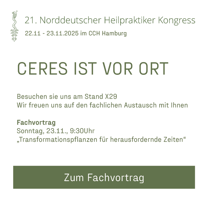 Ceres ist vor Ort – 21. Norddeutscher Heilpraktiker Kongress 2025, Stand X29, Fachvortrag am 23.11. um 9:30 Uhr